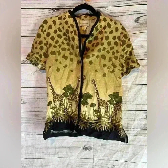 Alfred Dunner vintage linen animal print top - Picture 1 of 6